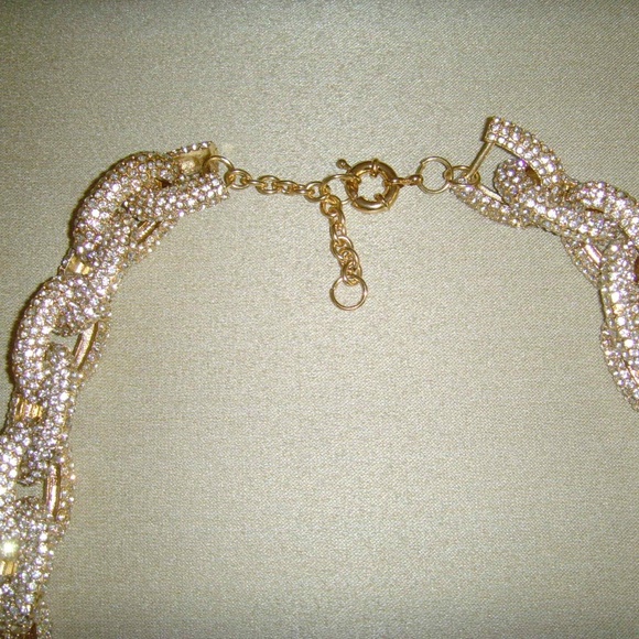 Rhinestone and Gold-Tone Chain Link Necklace - Picture 13 of 15